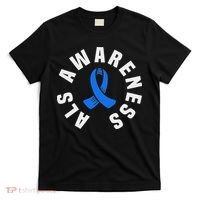 Als Awareness Pocket Wear Blue Ribbon Als Disease Support T-Shirt thumb 0