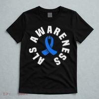 Als Awareness Pocket Wear Blue Ribbon Als Disease Support T-Shirt thumb 5