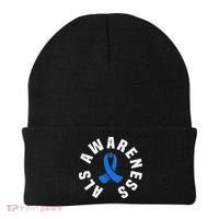 Als Awareness Pocket Wear Blue Ribbon Als Disease Support Beanie thumb 0