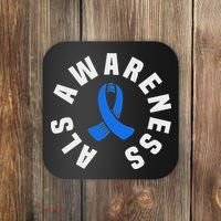 Als Awareness Pocket Wear Blue Ribbon Als Disease Support Coaster thumb 0