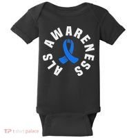 Als Awareness Pocket Wear Blue Ribbon Als Disease Support Baby Bodysuit thumb 0