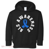 Als Awareness Pocket Wear Blue Ribbon Als Disease Support Toddler Hoodie thumb 0