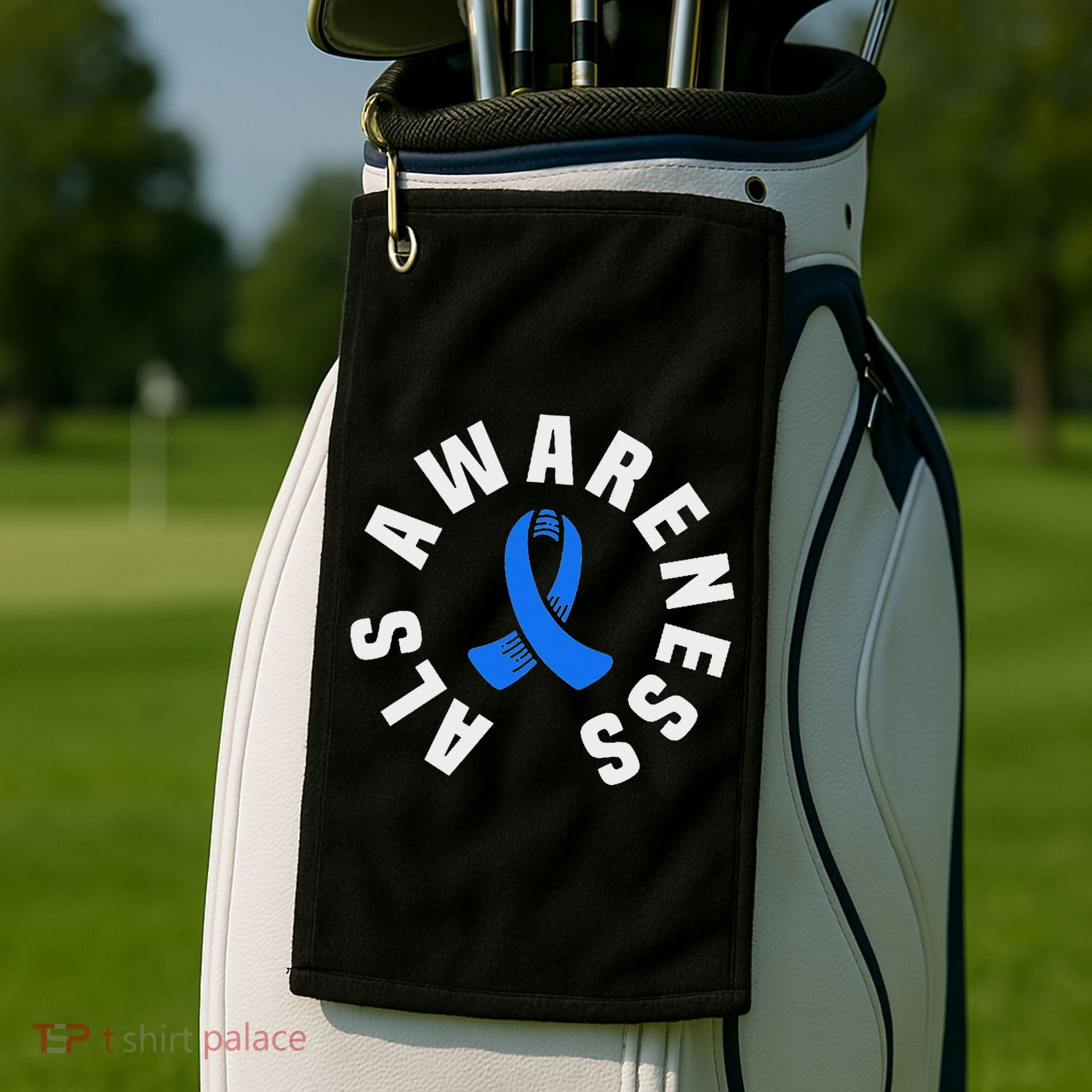 Als Awareness Pocket Wear Blue Ribbon Als Disease Support Golf Towel
