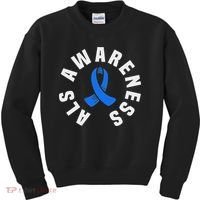 Als Awareness Pocket Wear Blue Ribbon Als Disease Support Kids Sweatshirt thumb 0