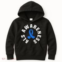 Als Awareness Pocket Wear Blue Ribbon Als Disease Support Kids Hoodie thumb 0