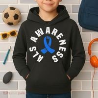 Als Awareness Pocket Wear Blue Ribbon Als Disease Support Kids Hoodie thumb 2