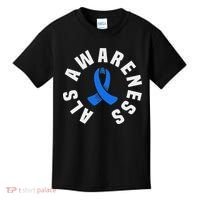 Als Awareness Pocket Wear Blue Ribbon Als Disease Support Kids T-Shirt thumb 0