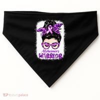 Alzheimers Awareness Purple Alzheimers Warrior Messy Bun USA-Made Doggie Bandana thumb 0