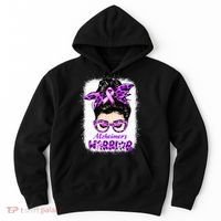 Alzheimers Awareness Purple Alzheimers Warrior Messy Bun Hoodie thumb 0