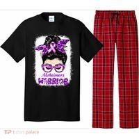 Alzheimers Awareness Purple Alzheimers Warrior Messy Bun Pajama Set thumb 0