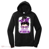 Alzheimers Awareness Purple Alzheimers Warrior Messy Bun Women's Hoodie thumb 0