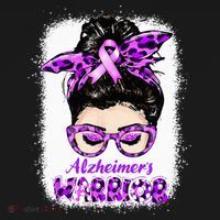 Alzheimers Awareness Purple Alzheimers Warrior Messy Bun Women's Hoodie thumb 2