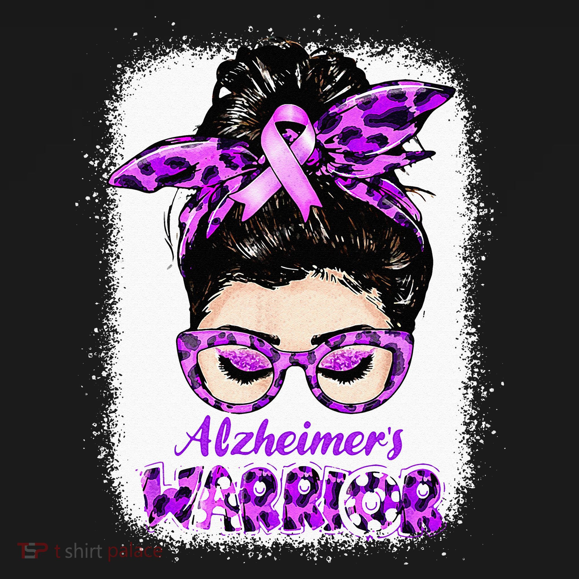 Alzheimers Awareness Purple Alzheimers Warrior Messy Bun Women's Hoodie