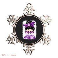 Alzheimers Awareness Purple Alzheimers Warrior Messy Bun Ornament thumb 0