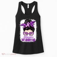 Alzheimers Awareness Purple Alzheimers Warrior Messy Bun Women's Tank Top thumb 0