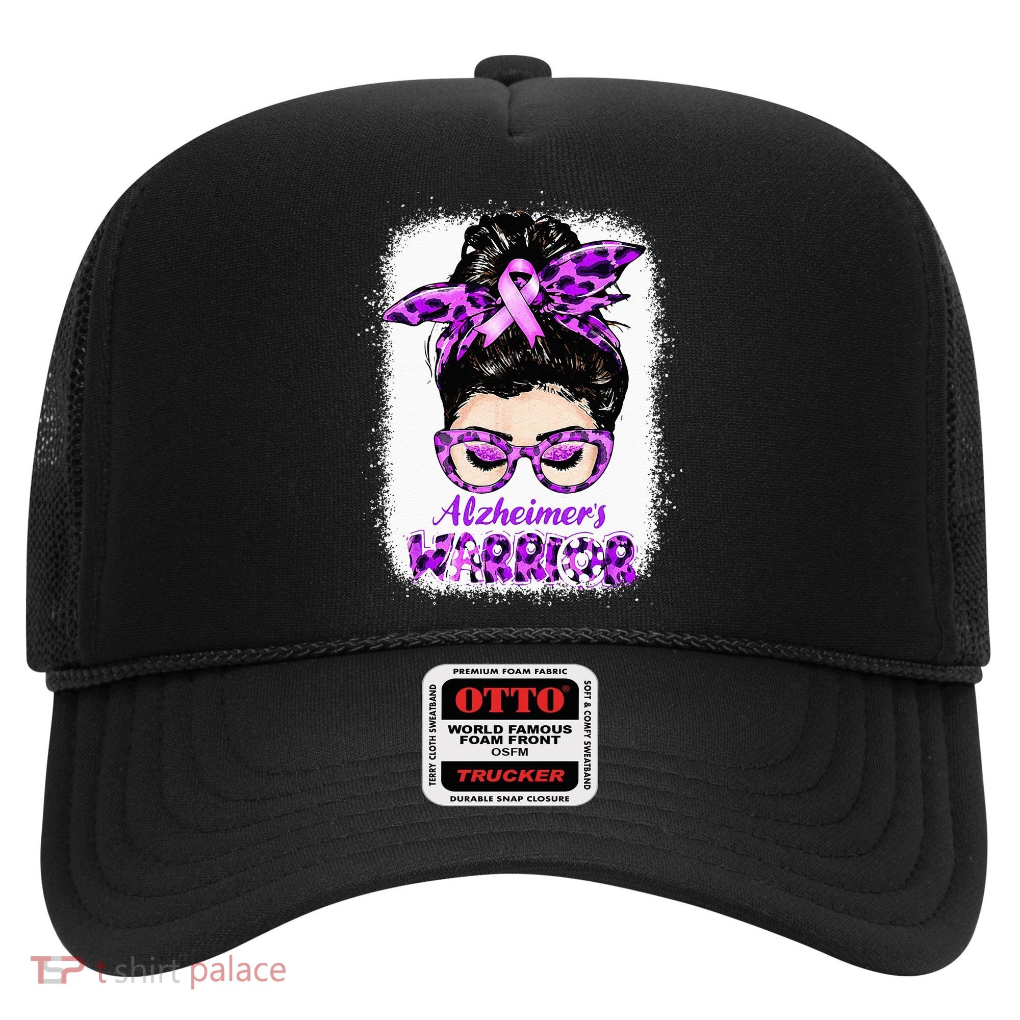 Alzheimers Awareness Purple Alzheimers Warrior Messy Bun Hat