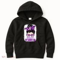 Alzheimers Awareness Purple Alzheimers Warrior Messy Bun Kids Hoodie thumb 0