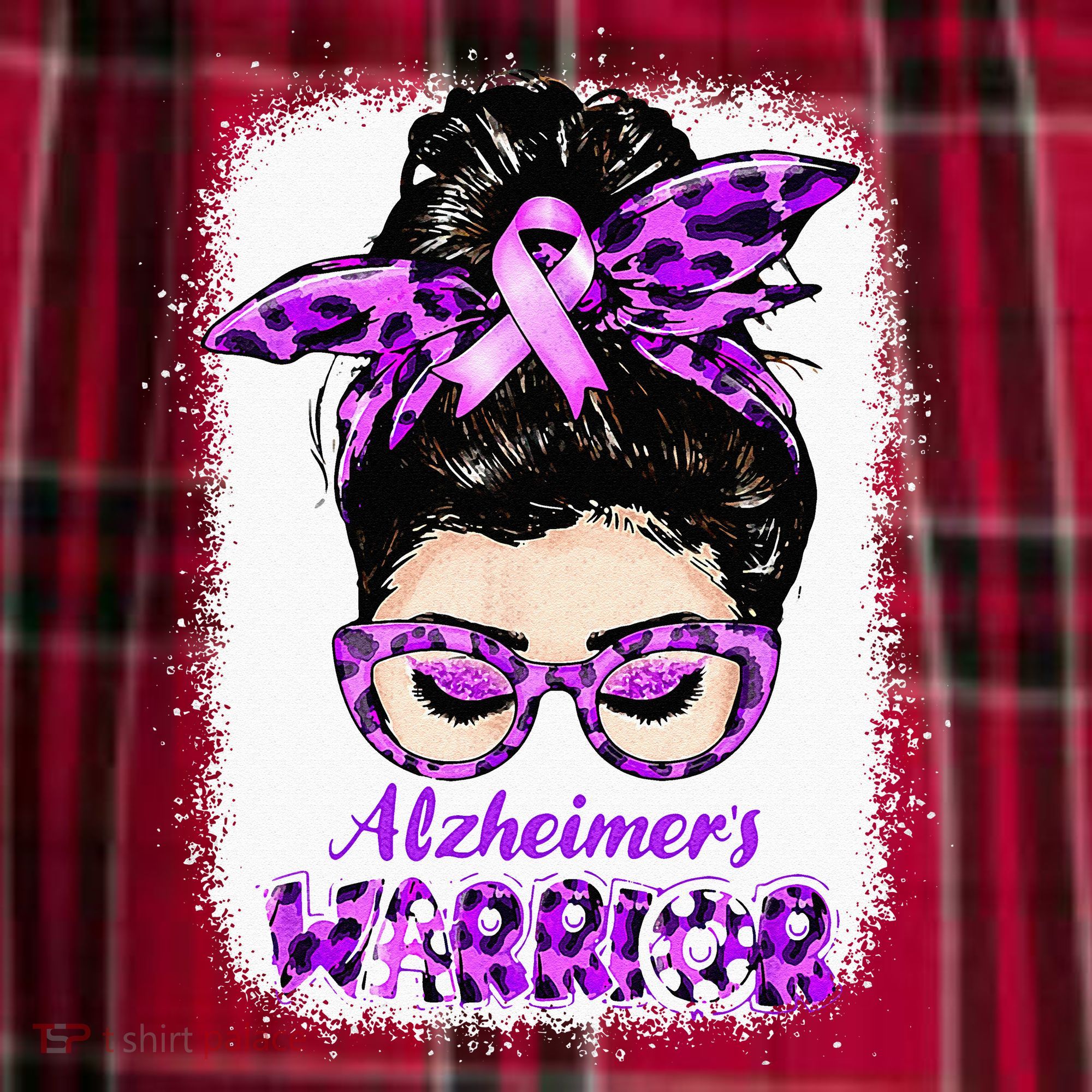 Alzheimers Awareness Purple Alzheimers Warrior Messy Bun Women's Flannel Plaid Pajama Pants