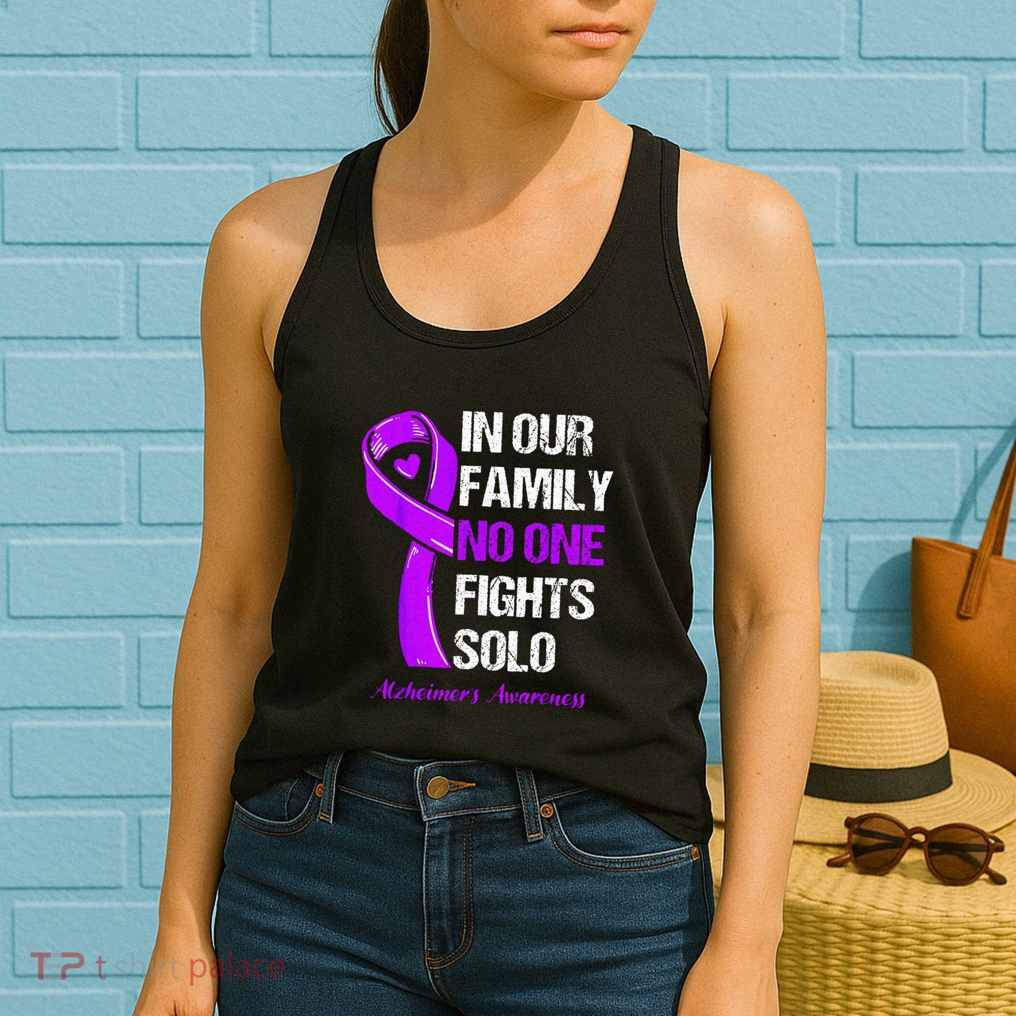 Alzheimers Awareness Purple Ribbon Alzheimers Warrior Women's Tank Top
