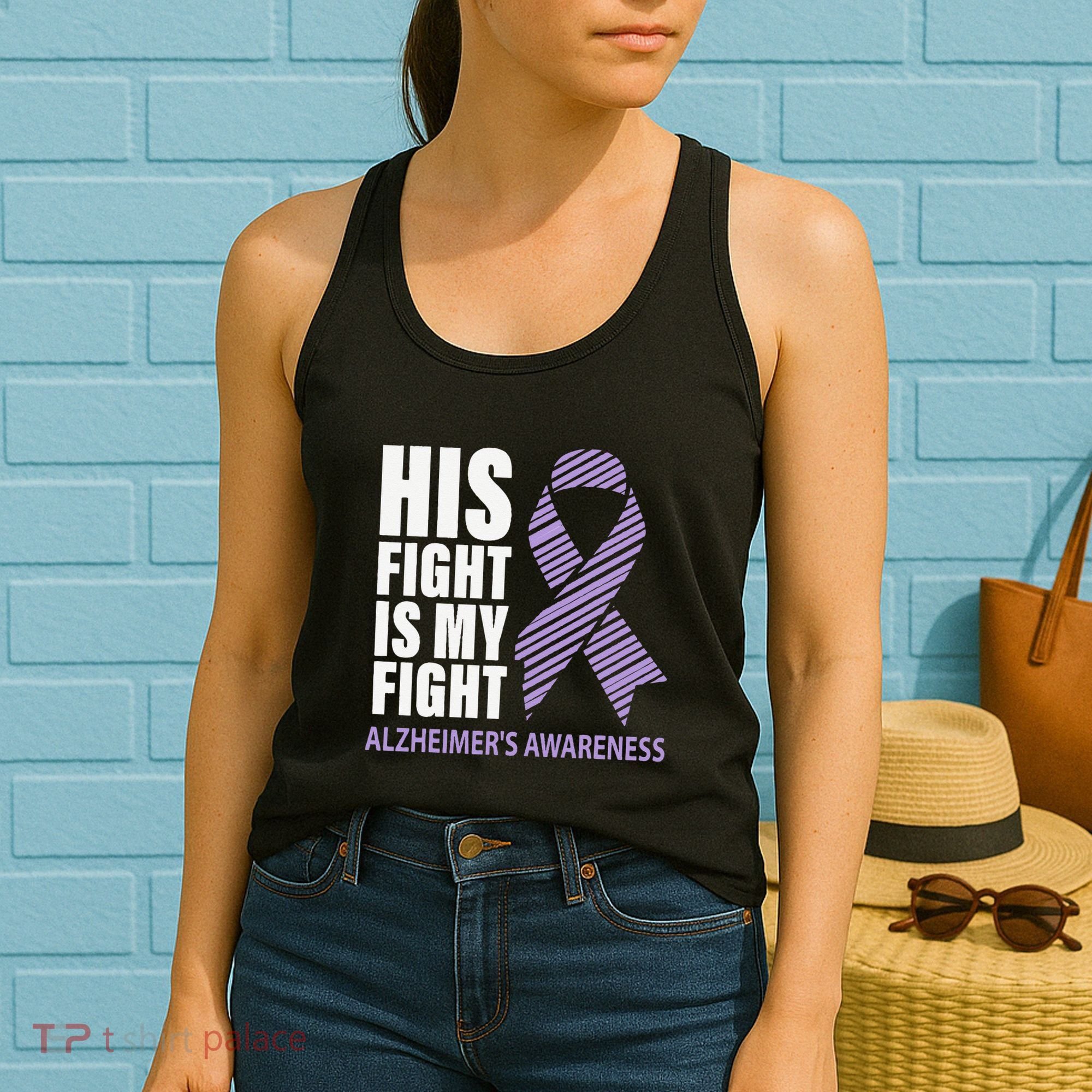 Alzheimers Awareness Purple Ribbon Dementia Mom Dad Grandpa Women's Tank Top