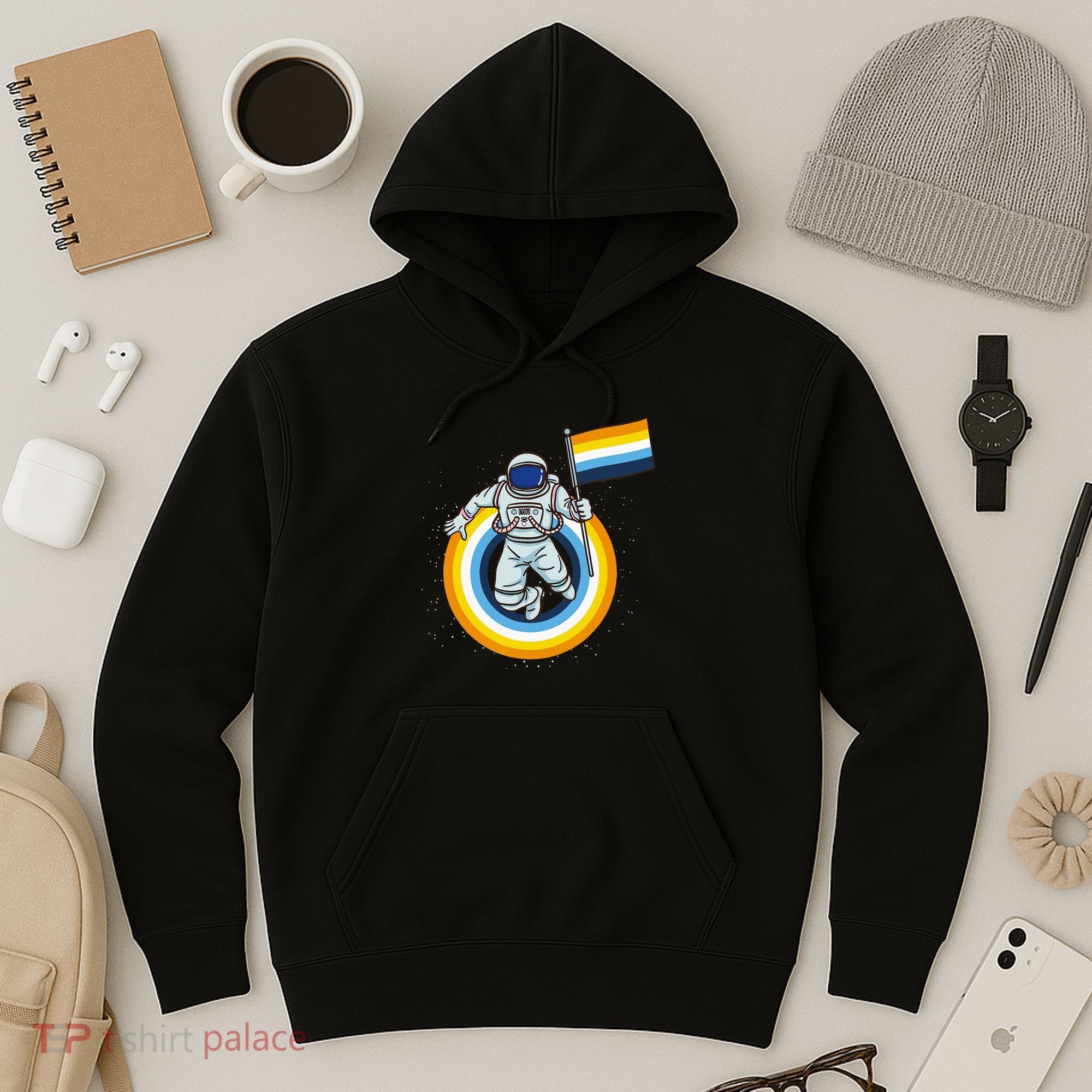 Astronaut Aroace Pride Flag Hoodie