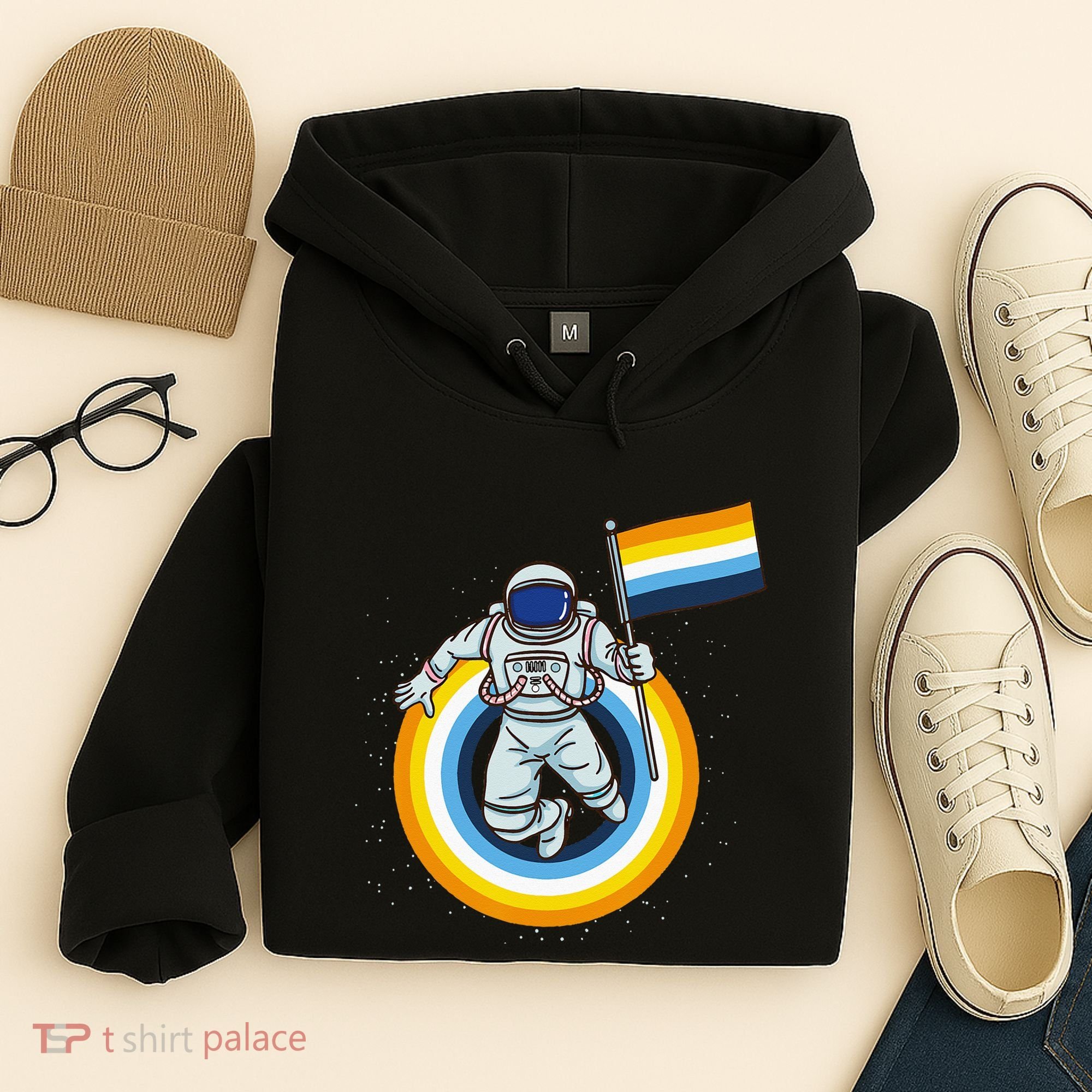 Astronaut Aroace Pride Flag Hoodie
