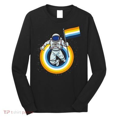 Astronaut Aroace Pride Flag Long Sleeve Shirt