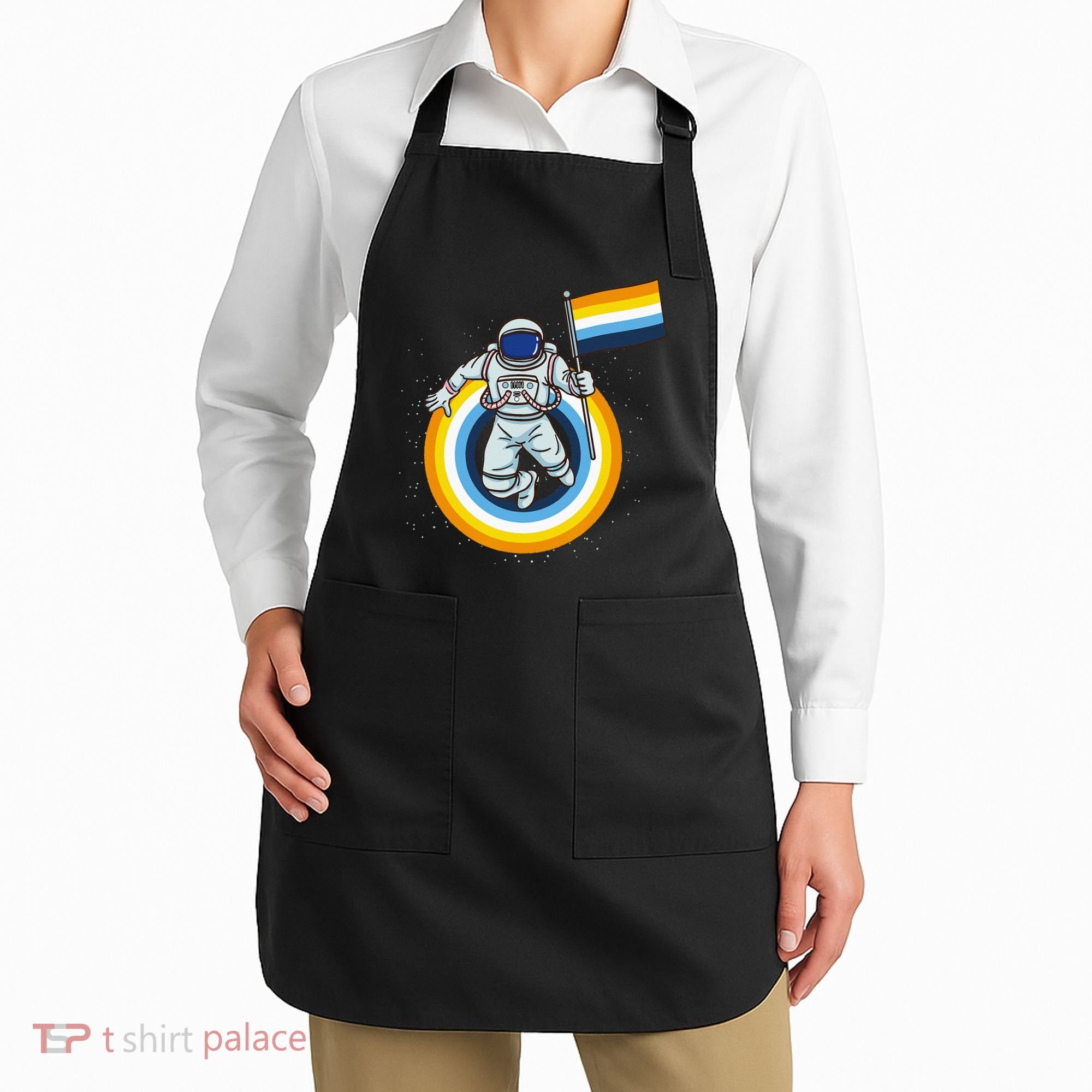Astronaut Aroace Pride Flag Apron