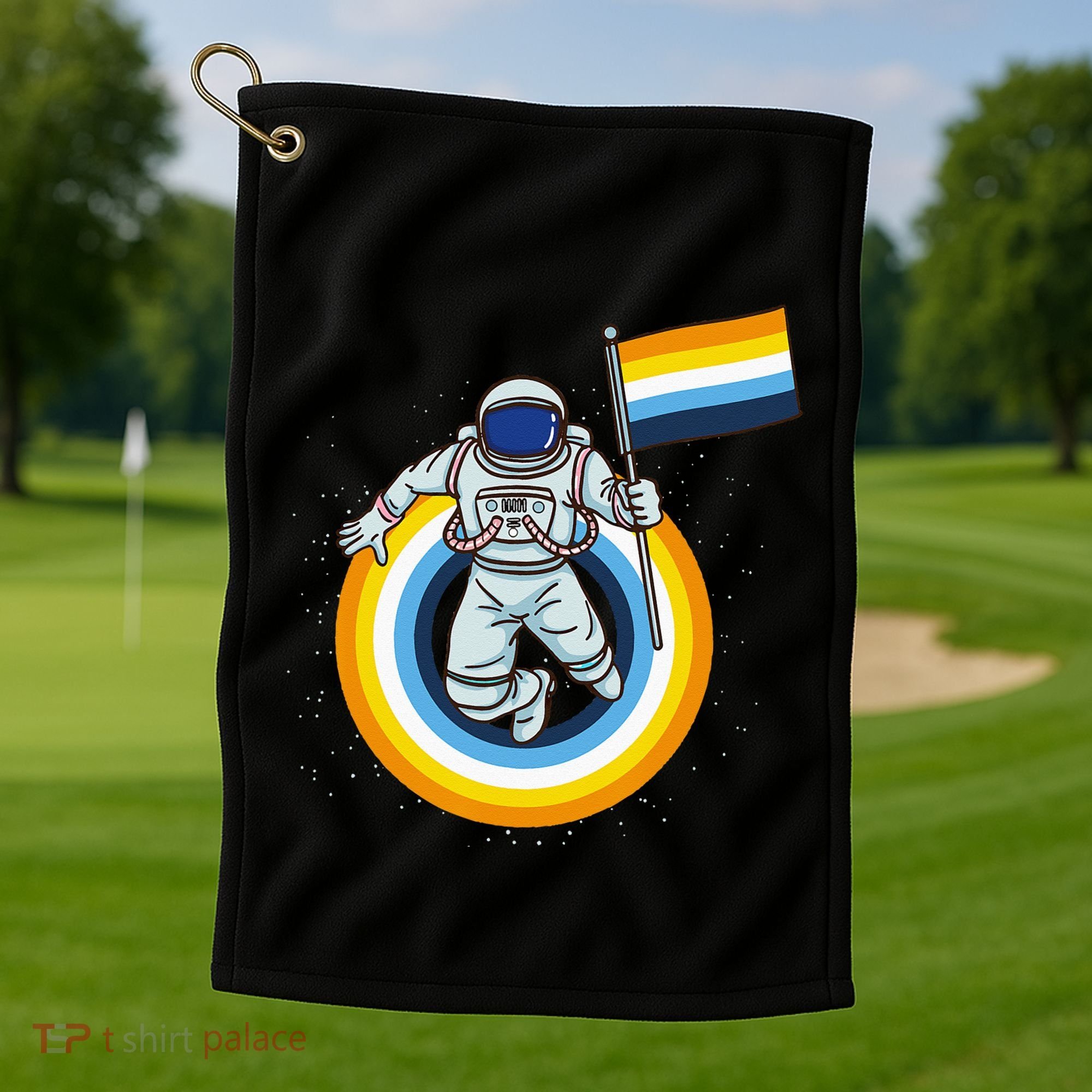 Astronaut Aroace Pride Flag Golf Towel
