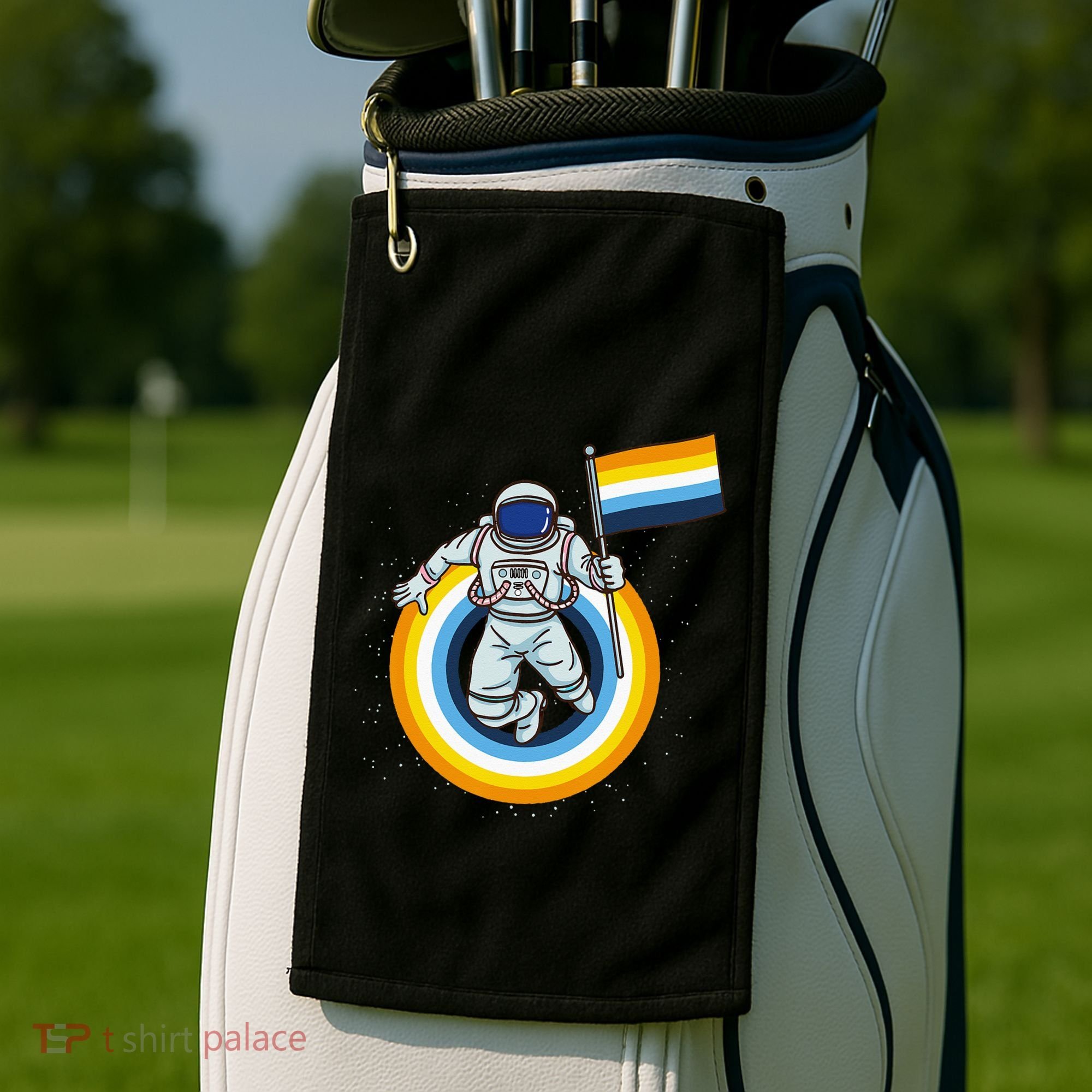 Astronaut Aroace Pride Flag Golf Towel