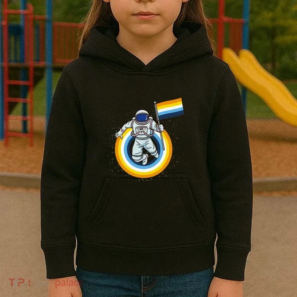 Astronaut Aroace Pride Flag Kids Hoodie
