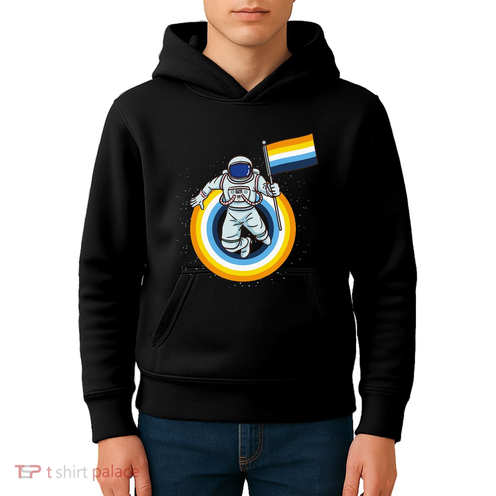 Astronaut Aroace Pride Flag Kids Hoodie
