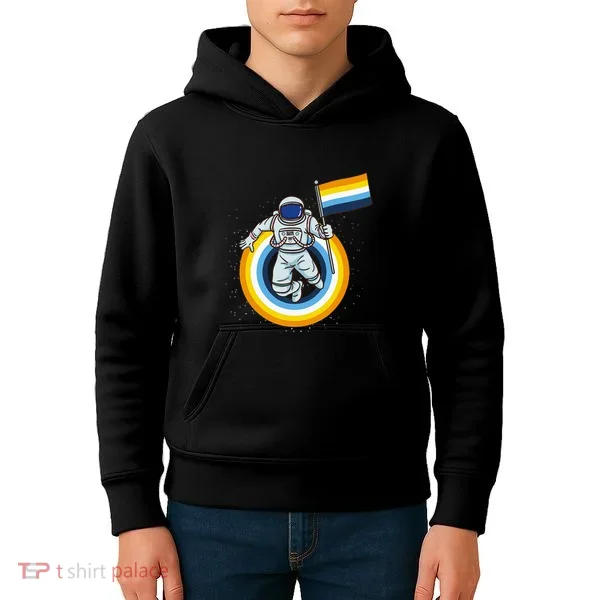Astronaut Aroace Pride Flag Kids Hoodie