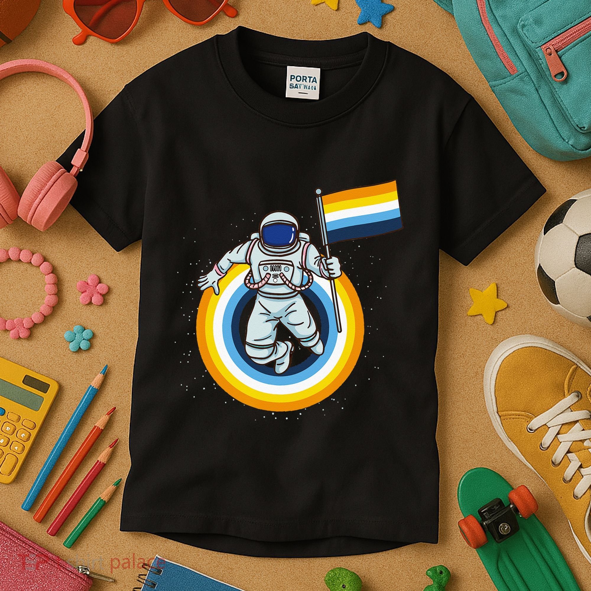 Astronaut Aroace Pride Flag Kids T-Shirt