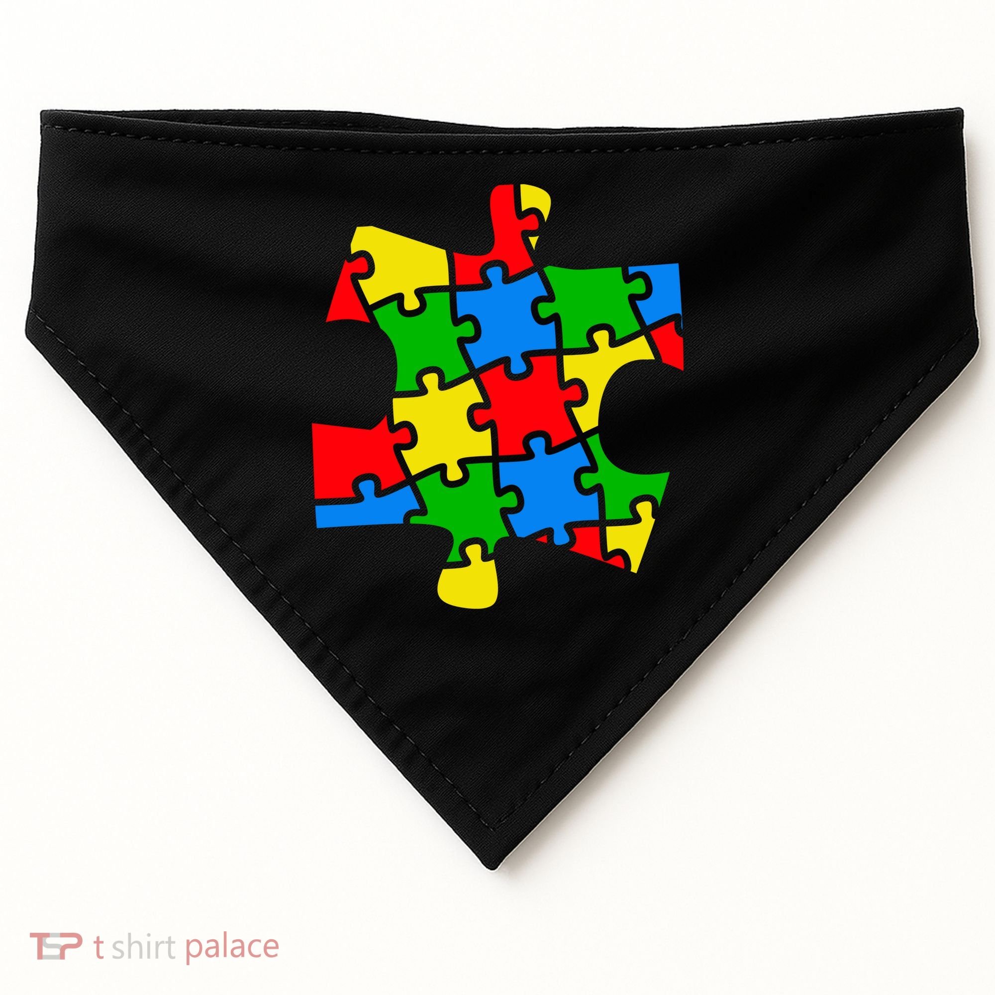 Autism Awareness Puzzle Piece USA-Made Doggie Bandana