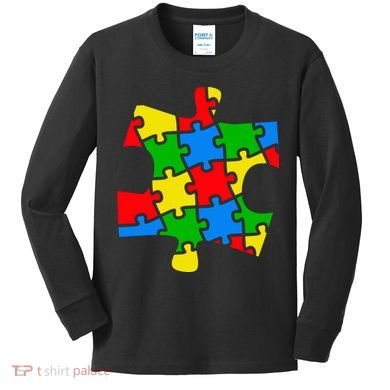 Autism Awareness Puzzle Piece Kids Long Sleeve Shirt