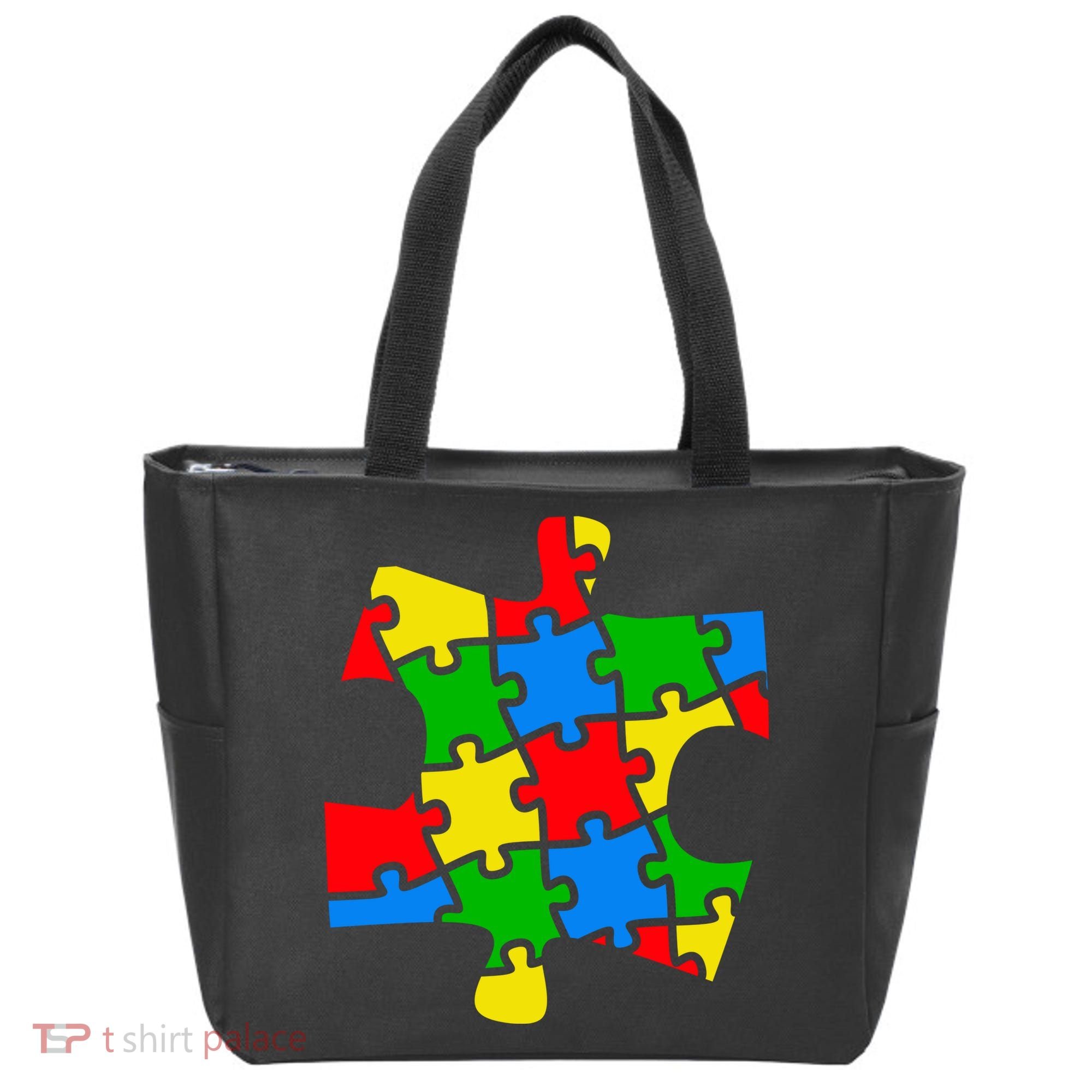 Autism Awareness Puzzle Piece Tote Bag