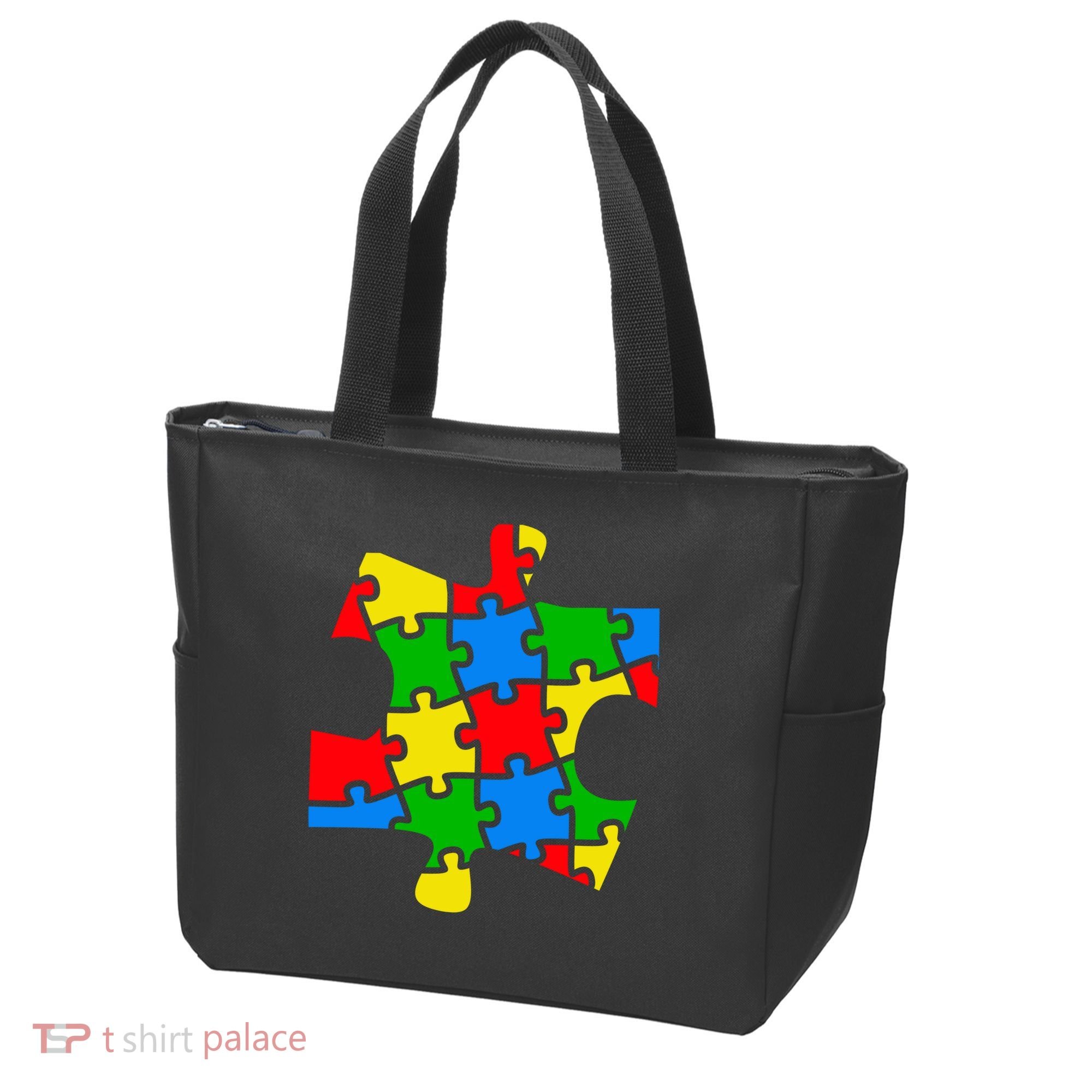 Autism Awareness Puzzle Piece Tote Bag