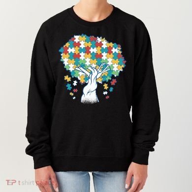 Autism Awareness Puzzle Tree Women's Sweatshirt