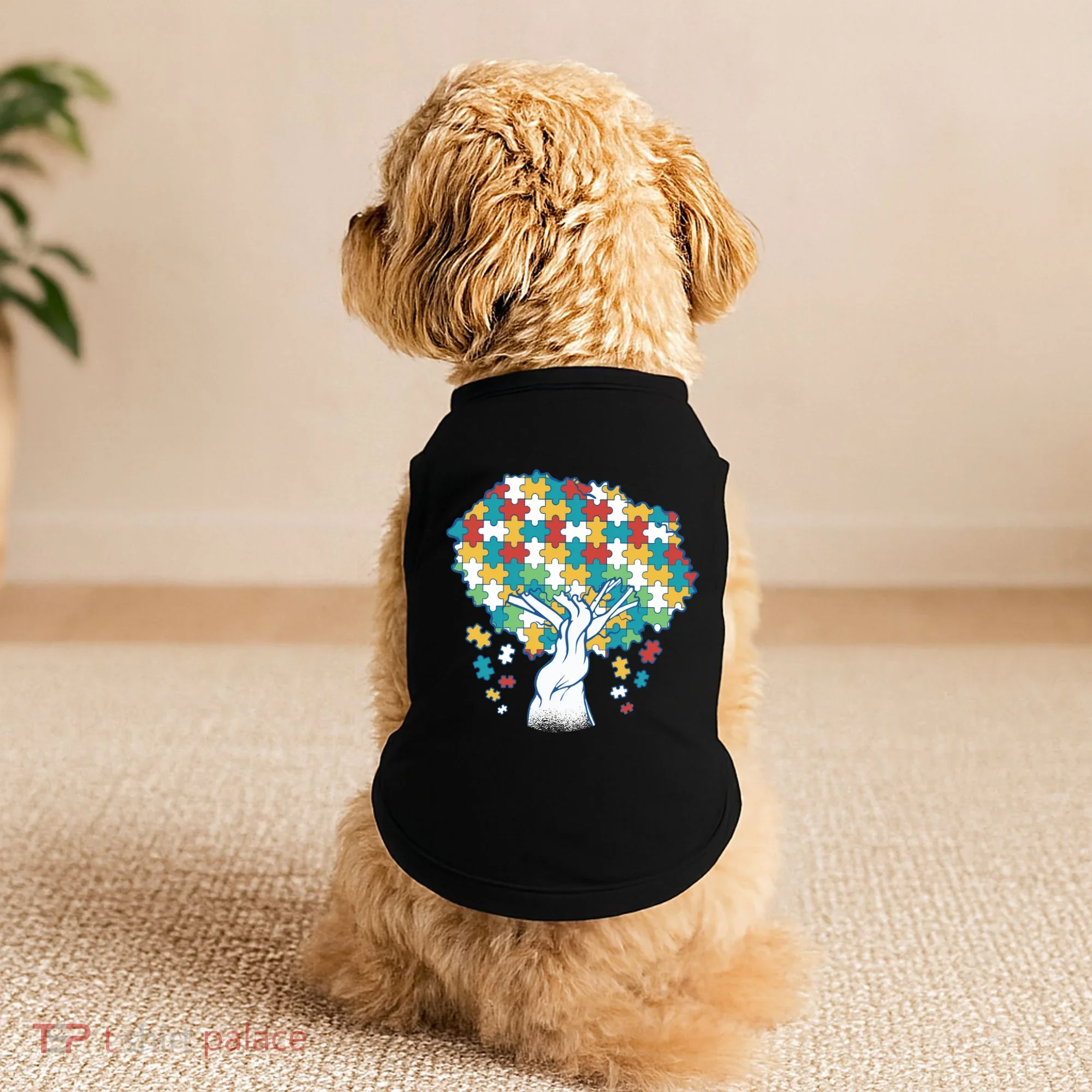Autism Awareness Puzzle Tree Doggie Tank