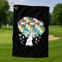 Autism Awareness Puzzle Tree Golf Towel thumb 1