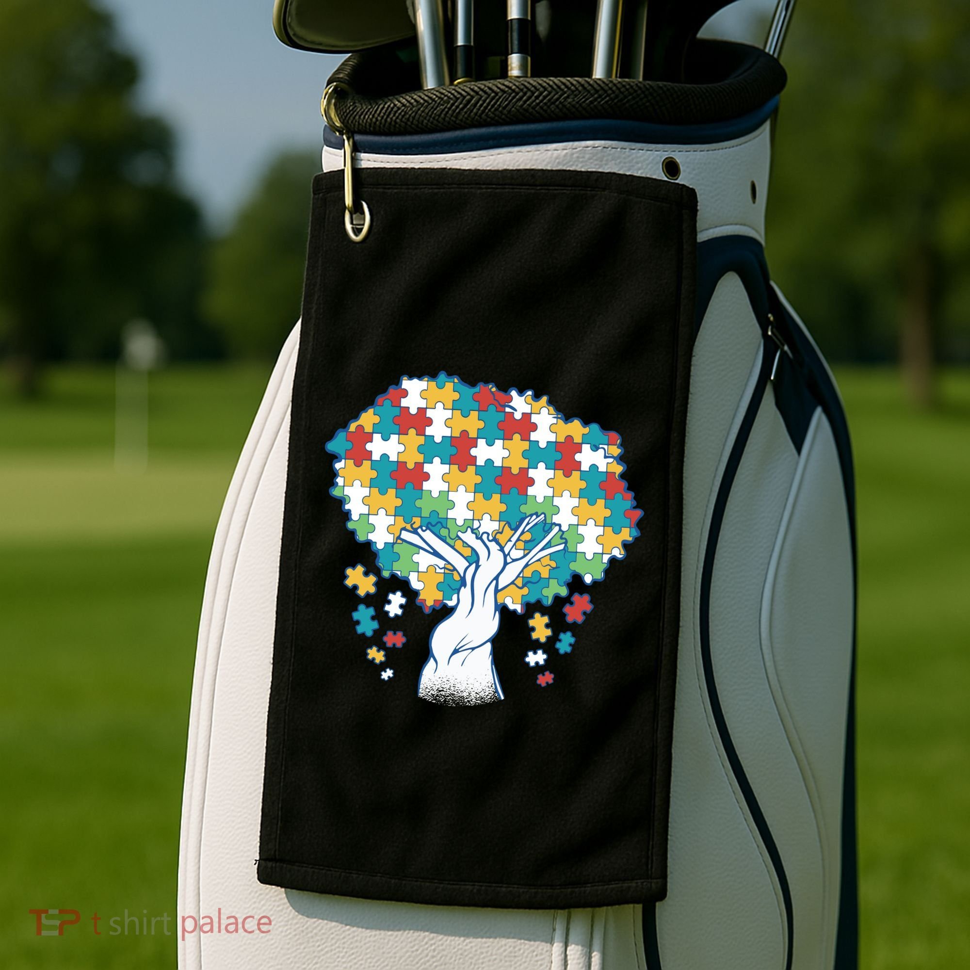 Autism Awareness Puzzle Tree Golf Towel