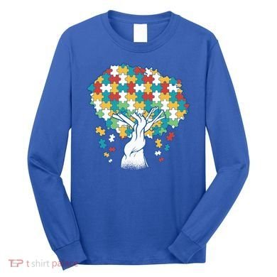 Autism Awareness Puzzle Tree Long Sleeve Shirt