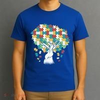 Autism Awareness Puzzle Tree T-Shirt thumb 3