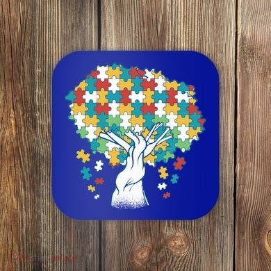 Autism Awareness Puzzle Tree Coaster