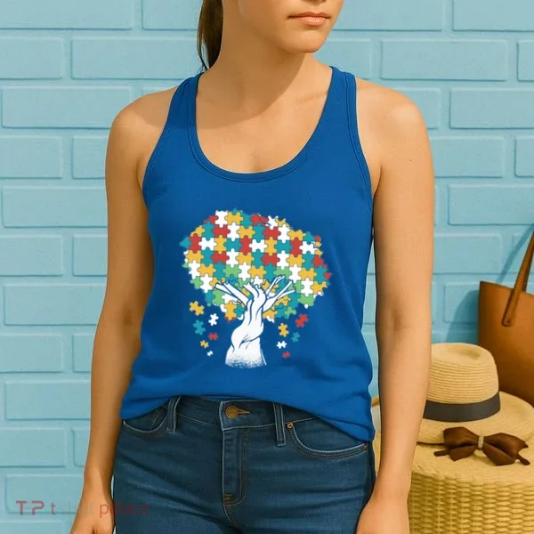Autism Awareness Puzzle Tree Women's Tank Top
