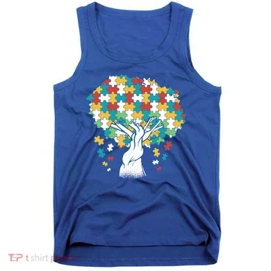 Autism Awareness Puzzle Tree Tank Top