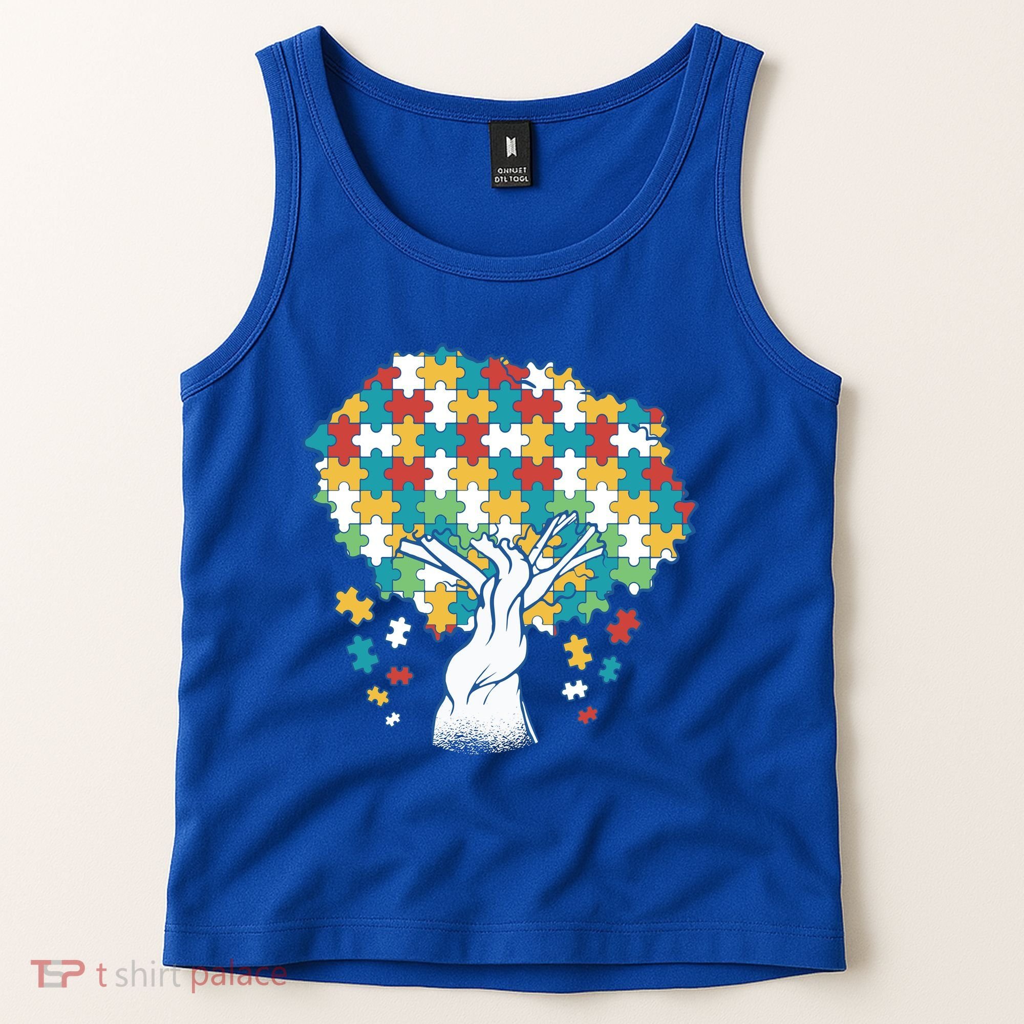 Autism Awareness Puzzle Tree Tank Top
