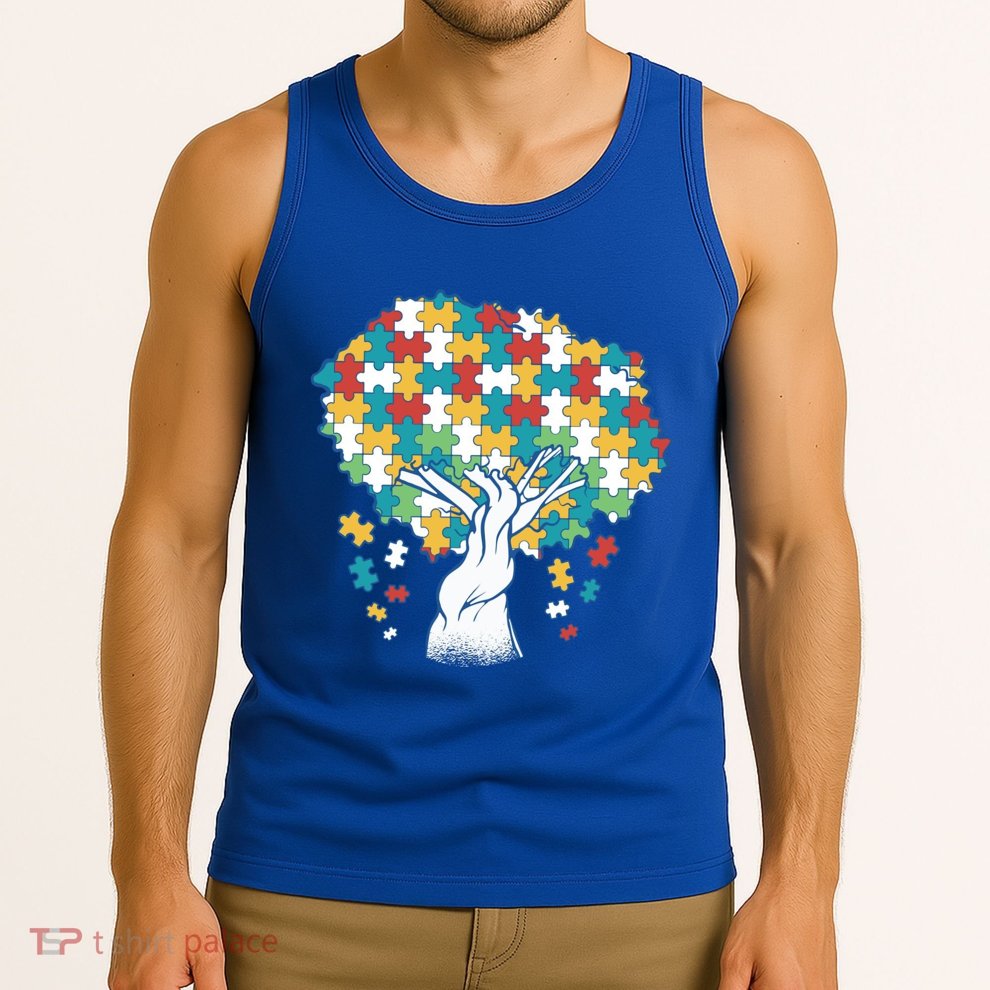 Autism Awareness Puzzle Tree Tank Top