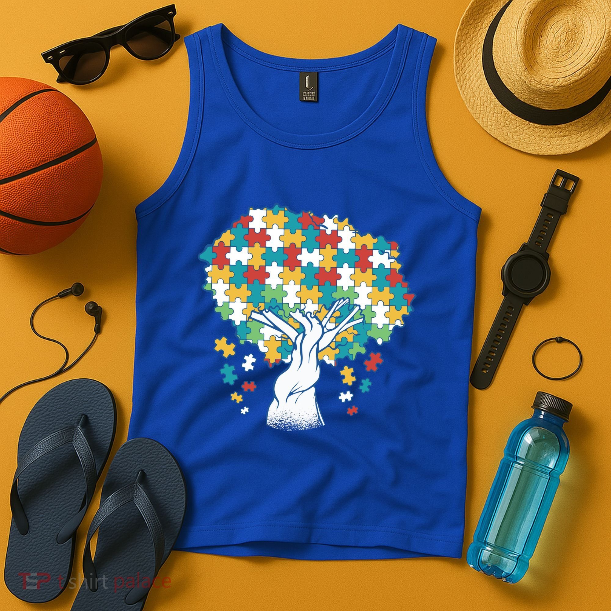 Autism Awareness Puzzle Tree Tank Top